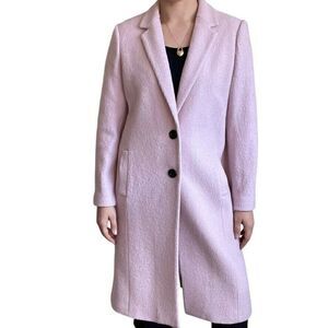 NWOT Pure Collection Womens Wool Ballerina Pink Preppy Long Trench Coat Sz 8